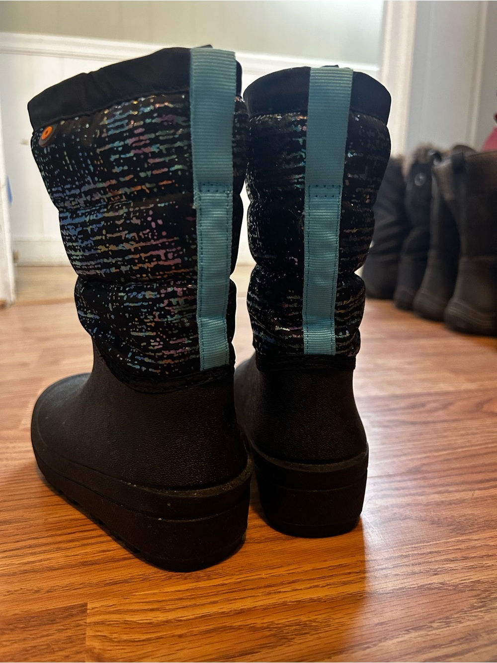 Bogs Kids Black Winter Rain & Snow Boots with Subtle Iridescent Accent